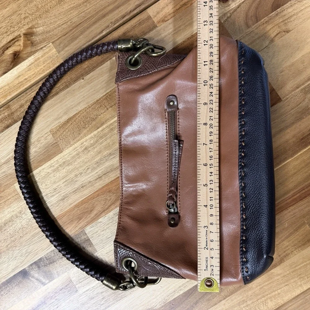 The Sak Indio Brown Leather Braid Bag HOBO BAG Shoulder Bag EUC